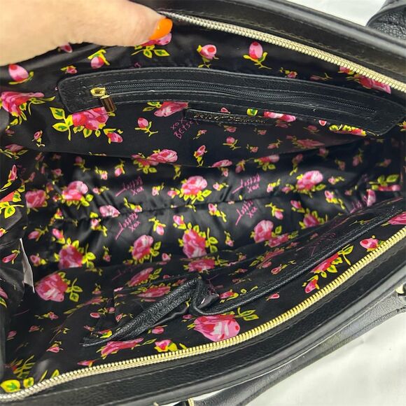 Betsey Johnson Floral Bow Satchel Handbag Black Women's Casual Bag NWOT - Picture 7 of 12